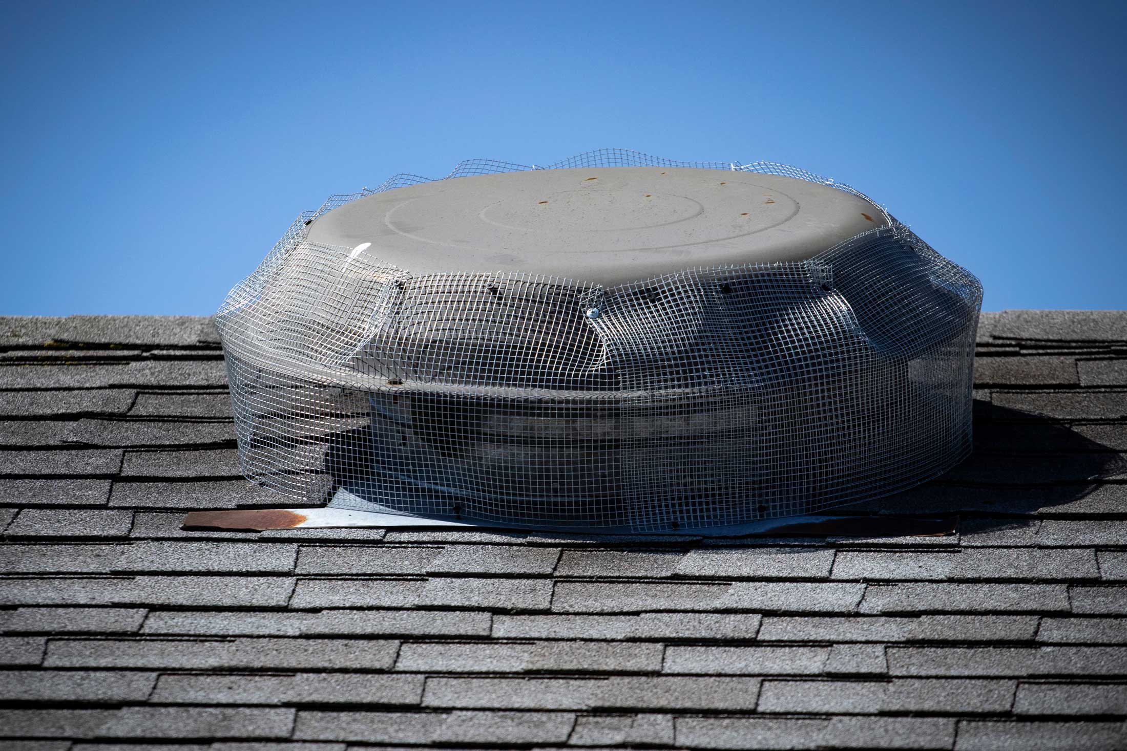 Metal mesh screening over vent